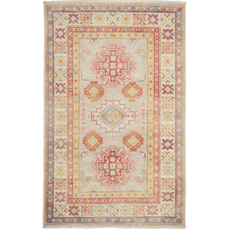 Tappeto Kazak Afghanistan Astratto Beige Rosso 83x125 Cm