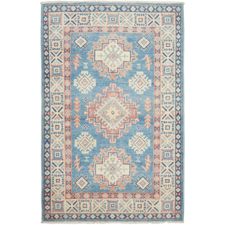 Tappeto Kazak Afghanistan Geometrico Blu Beige 82x127 Cm