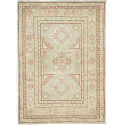 Tappeto Kazak Afghanistan Geometrico Celeste Beige 103x143 C