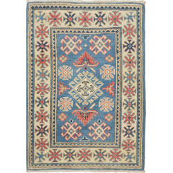 Tappeto Kazak Afghanistan Medaglione Blu Crema 61x89 Cm