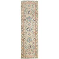 Rug Kazak Afghanistan 83x292 Muted Beige Sky Bl
