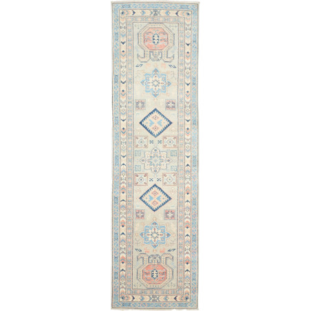 Rug Kazak Afghanistan 81x286 Pale Aqua Blue