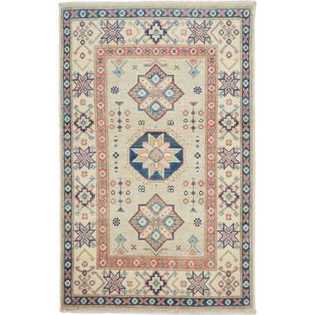 Rug Kazak Afghanistan 78x125 Cream Navy Blue
