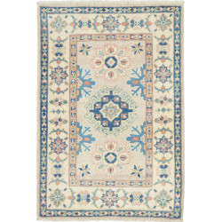 Tappeto Kazak Afghanistan Medaglione Beige Blu 60x85 Cm