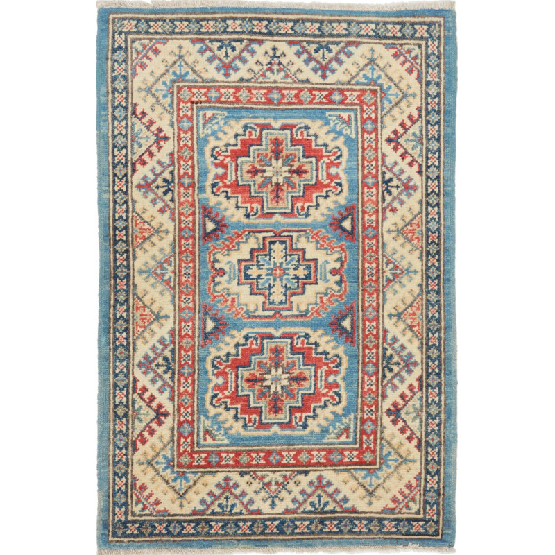 Rug Kazak Afghanistan 61x92 Sky Blue Terracotta