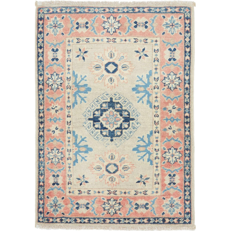 Rug Kazak Afghanistan 61x86 Cream Blue