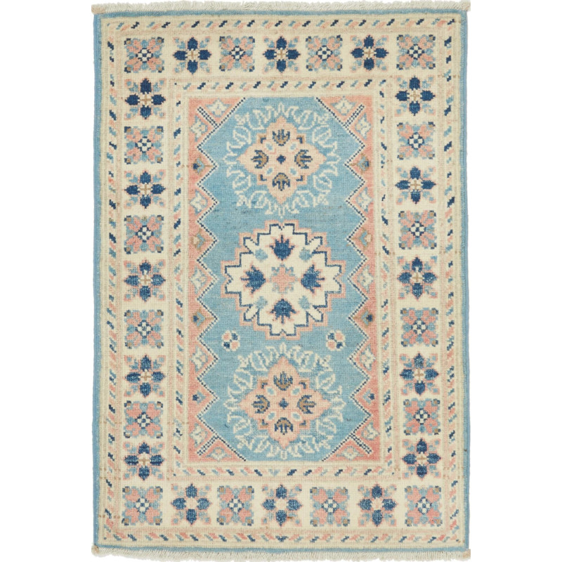 Rug Kazak Afghanistan 63x92 Light Blue Cream
