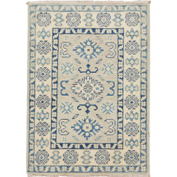 Rug Kazak Afghanistan 66x93 Ivory Indigo Blue