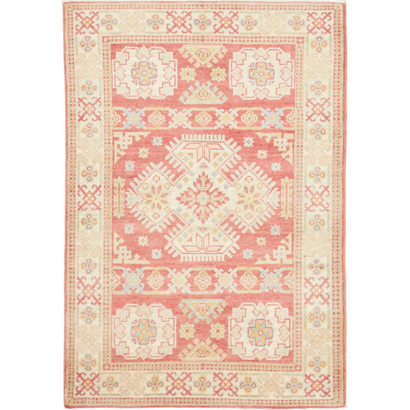 Tappeto Kazak Afghanistan Geometrico Salmone E Crema 100x145