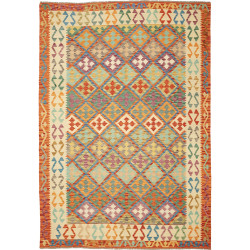 Tappeto Kilim Afghanistan Geometrico Multicolore Vivace 201x