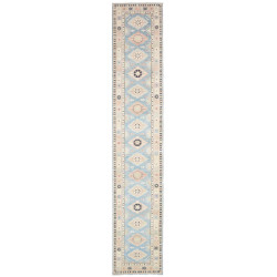 Rug Kazak Afghanistan 65x362 Sky Blue Cream