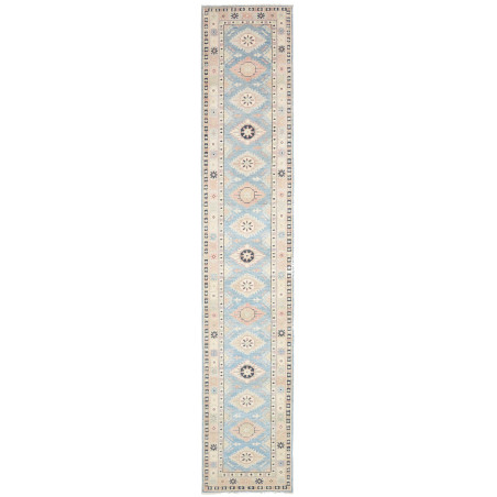 Rug Kazak Afghanistan 65x362 Sky Blue Cream