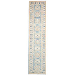 Rug Kazak Afghanistan 90x394 Dusty Blue Beige