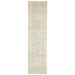 Rug Kazak Afghanistan 88x352 Pale Sky Blue Crea