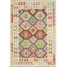 Tappeto Kilim Afghanistan Geometrico Crema Multicolore 129x1