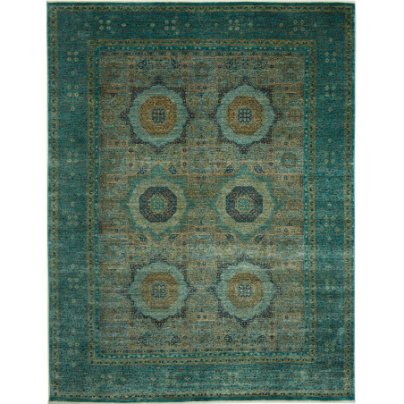 Tappeto Mamlouk Pakistan Geometrico Turchese Verde Acqua 278