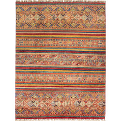 Tappeto Samarkand Pakistan Geometrico Rosso Giallo Blu 252x2