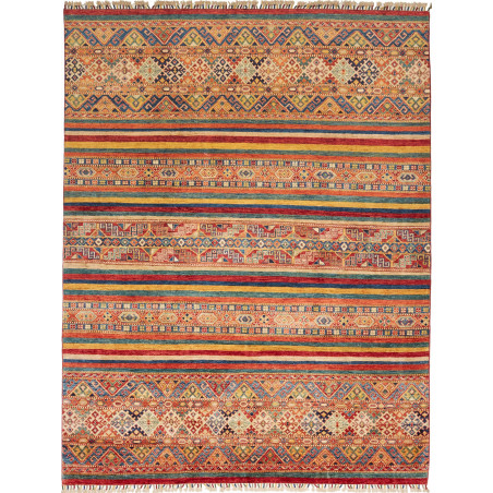 Tappeto Samarkand Pakistan Geometrico Rosso Giallo Blu 252x2