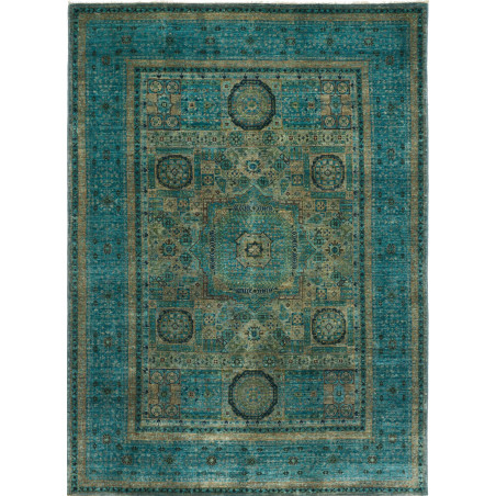 Tappeto Mamlouk Pakistan Medaglione Turchese Verde Oliva 150