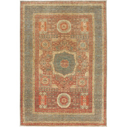 Tappeto Mamlouk Pakistan Geometrico Rosso Terracotta Blu-gri