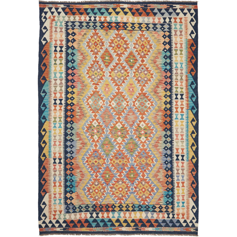 Tappeto Kilim Afghanistan Geometrico Multicolore Vibrante 17