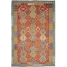 Tappeto Kilim Afghanistan Geometrico Terracotta Blu 200x297