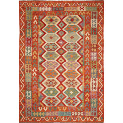 Tappeto Kilim Afghanistan Geometrico Arancio Policromo 201x2
