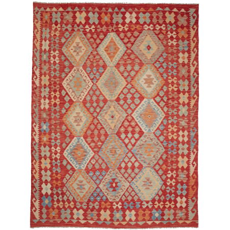 Tappeto Kilim Afghanistan Geometrico Rosso Blu 183x255 Cm