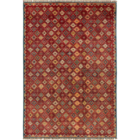 Tappeto Samarkand Pakistan Geometrico Rosso Multicolore 199x