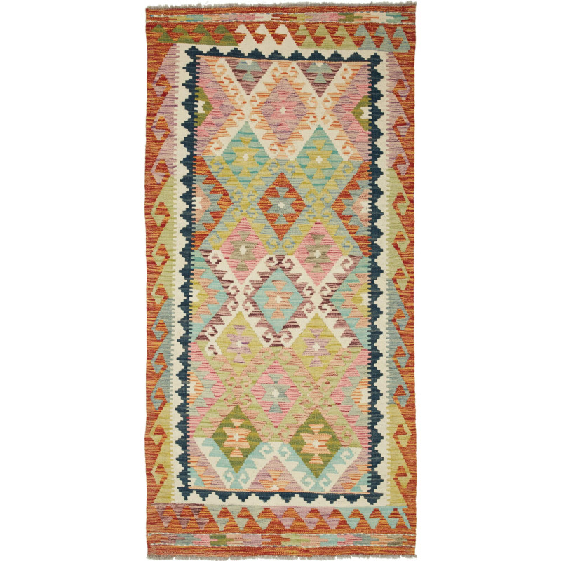 Tappeto Kilim Afghanistan Geometrico Multicolore Pastello 98