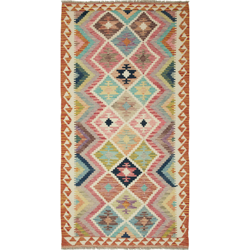 Tappeto Kilim Afghanistan Geometrico Multicolore Pastello 10