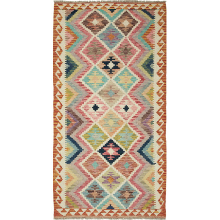 Tappeto Kilim Afghanistan Geometrico Multicolore Pastello 10