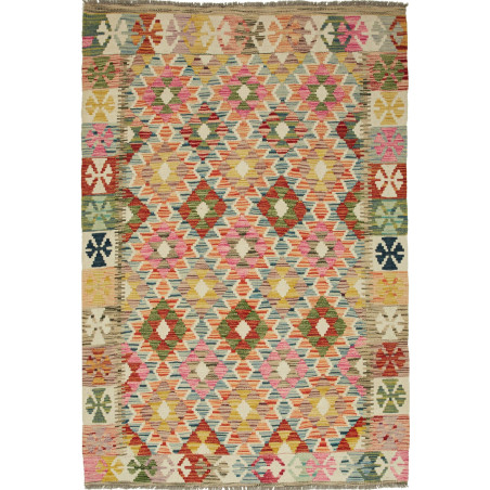Tappeto Kilim Afghanistan Geometrico Multicolore Pastello 12