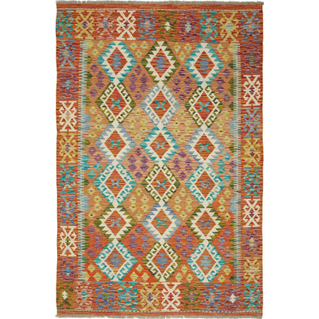 Tappeto Kilim Afghanistan Astratto Arancio Turchese 127x194