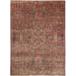 Tappeto Shahi Fine Pakistan Floreale Borgogna Blu Petrolio 1