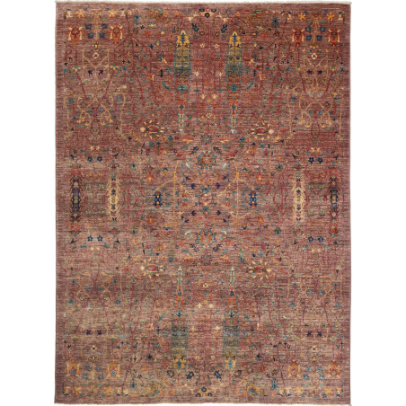 Tappeto Shahi Fine Pakistan Floreale Borgogna Blu Petrolio 1