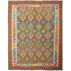 Tappeto Kilim Afghanistan Geometrico Multicolore Vivace 156x