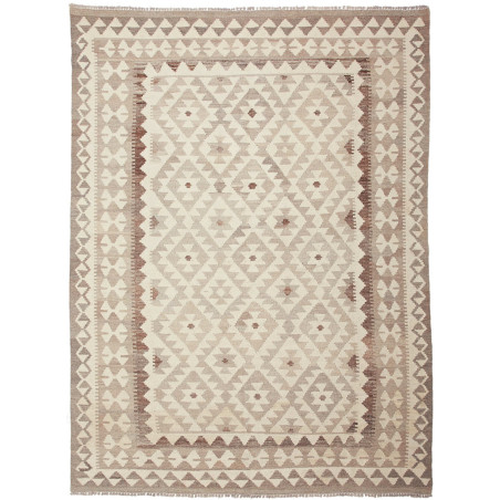 Tappeto Kilim Afghanistan Astratto Beige Marrone 154x210 Cm