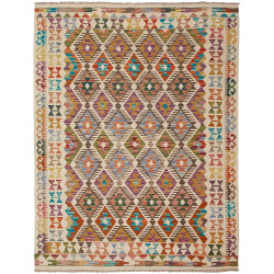 Tappeto Kilim Afghanistan Geometrico Crema Multicolore 150x1