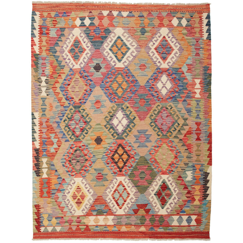 Tappeto Kilim Afghanistan Geometrico Multicolore Vivace Beig