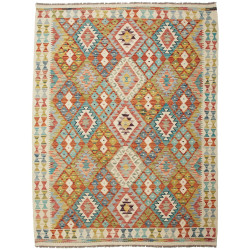 Tappeto Kilim Afghanistan Geometrico Multicolore Turchese 15