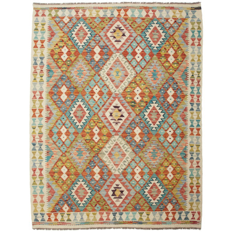 Tappeto Kilim Afghanistan Geometrico Multicolore Turchese 15