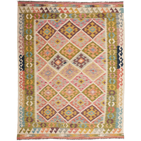 Tappeto Kilim Afghanistan Astratto Multicolore Pastello 155x