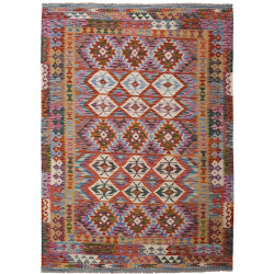 Tappeto Kilim Afghanistan Geometrico Multicolore Vibrante 15