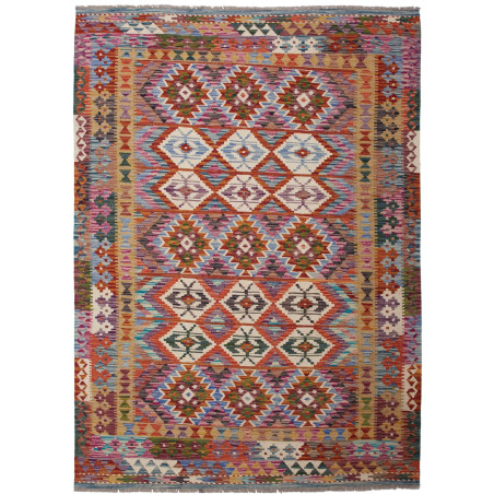 Tappeto Kilim Afghanistan Geometrico Multicolore Vibrante 15