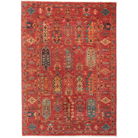Tappeto Tribal Pakistan Astratto Rosso Profondo Turchese 127