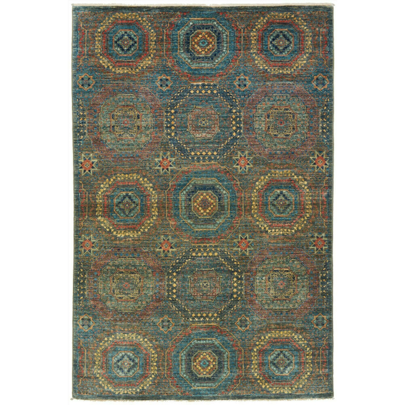 Tappeto Mamlouk Pakistan Astratto Petrolio Rosso 121x186 Cm