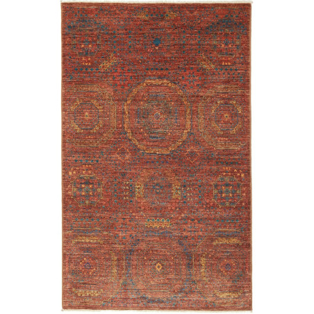 Tappeto Mamlouk Pakistan Medaglione Rosso Mattone Blu Petrol