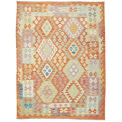 Tappeto Kilim Afghanistan Geometrico Arancio Pastello 153x20