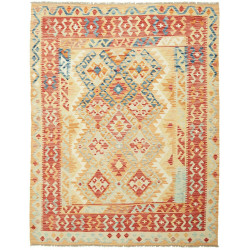 Tappeto Kilim Afghanistan Geometrico Beige Rosso 156x198 Cm